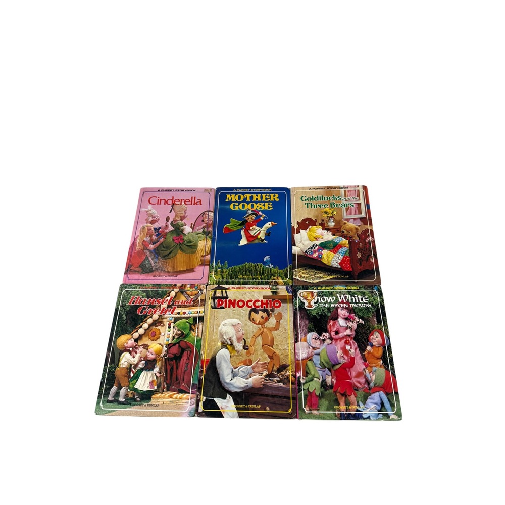 Vintage Puppet Storybook Lot of 6 Grosset Dunlap Cinderella Pinocchio SnowWhite